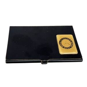 Vintage Mercedes Benz Business Card Holder Black Gold Metal Slim Case Wallet